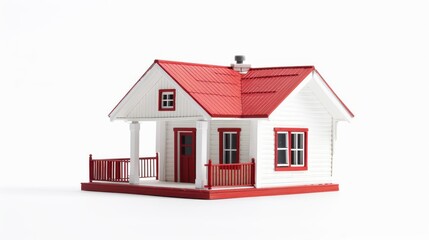 Charming Isolated White and Red House Perfect for Travel and Nature Imagery