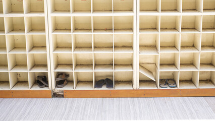 Shoe and sandal racks for the public, sandal and shoe storage places in public places