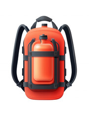 Naklejka premium Stylish orange backpack with a water bottle holder, perfect for outdoor adventures and daily use. isolated on transparent background