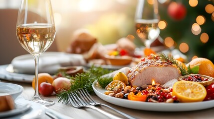 Elaborate Diwali Feast Served on Beautifully Decorated Table with Festive Floral Accents and Glowing Candles Showcasing the Rich Culture and Tradition of the Hindu Festival