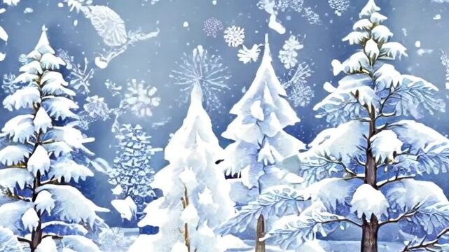 snow covered pine trees