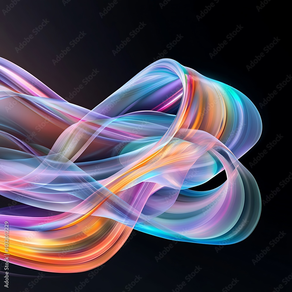 Aufkleber experience a dynamic dance of colorful light waves in this abstract image. perfect for modern design