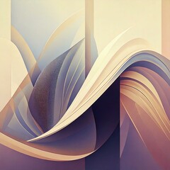 淡いパステルカラーと柔らかな曲線が織りなす洗練されたミニマル抽象アート