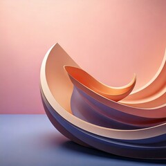 淡いパステルカラーと柔らかな曲線が織りなす洗練されたミニマル抽象アート