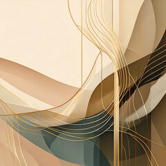 淡いパステルカラーと柔らかな曲線が織りなす洗練されたミニマル抽象アート