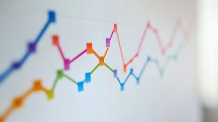 Obraz premium Colorful Data Trend Graph on White Background