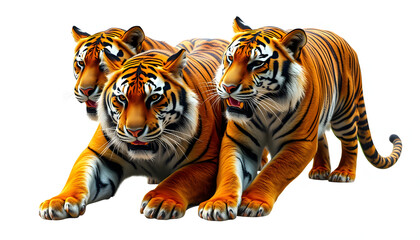 Obraz premium Tigers are fierce animals isolated with white highlights, png