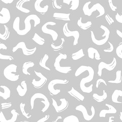 Vector seamless pattern with freehand drawn doodles with paint brush. Cute design for wallpaper, wrapping, stationery, textile.