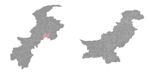 Swabi district map, administrative division of Pakistan. Vector illustration.
