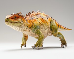 Naklejka premium Metriacanthosaurus with sharp claws walking cautiously isolated on a light gray background.