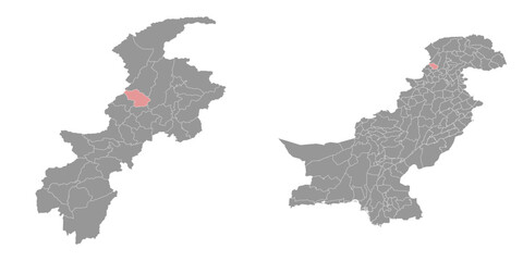 Lower Dir district map, administrative division of Pakistan. Vector illustration.