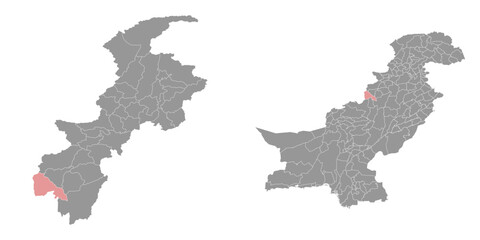 Lower South Waziristan district map, administrative division of Pakistan. Vector illustration.