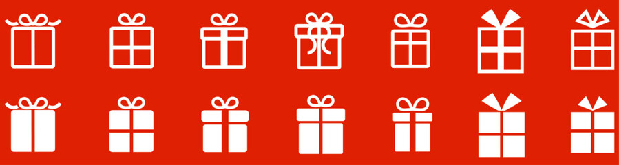 白いプレゼントアイコンのイラストセット