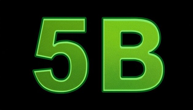 5B text of Lime color on black background image