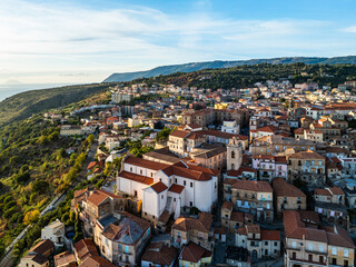 Nicotera from a drone, Vibo Valentia, Calabria, Italy, Europe