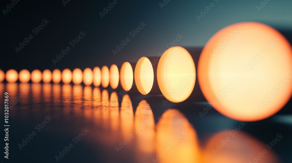 Aufkleber ethereal light circles, a seamless gradient of identical luminous orbs diminishing into a soft, blur