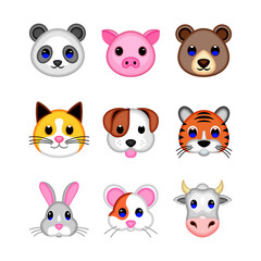 Fototapeta premium Icon sticker images of various animals