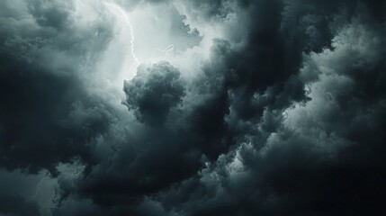 Dramatic Stormy Skies with Intense Lightning Bolt