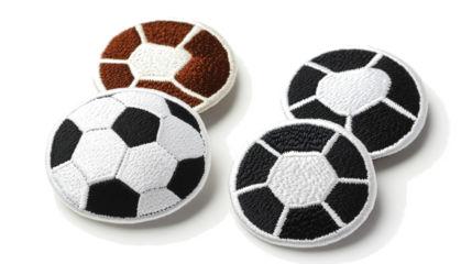 Set of Embroidered Soccer Ball Patches on a Transparent Background Generative AI