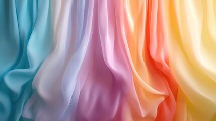 Obraz premium Colorful 3D curtain background in pastel vibrant hues 