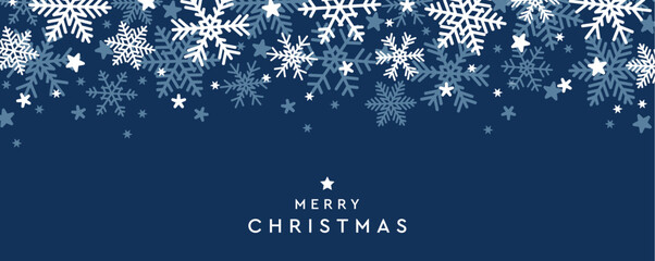 blue banner christmas card with snowflake border vector illustration