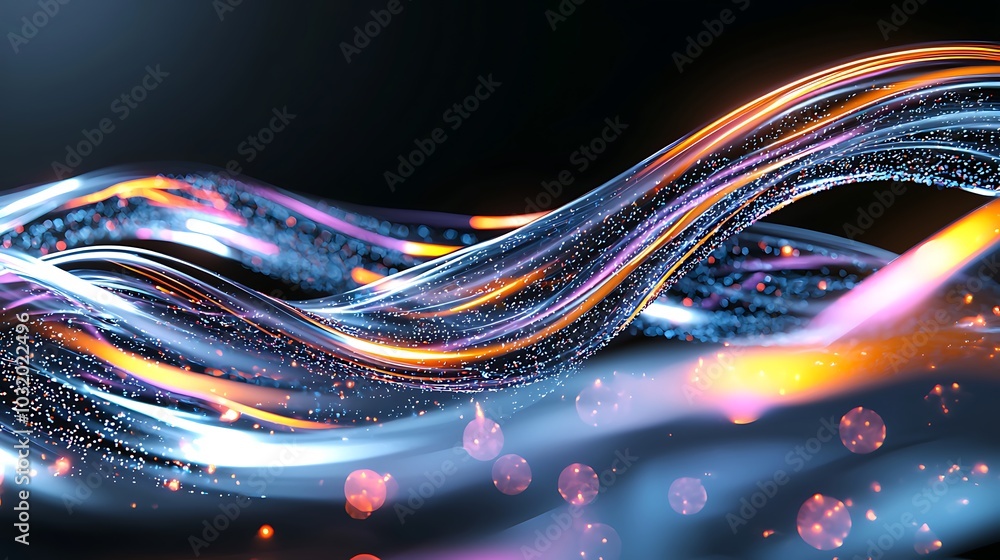 Poster stunning abstract image featuring colorful waves of light with sparkling elements. ideal for backgro