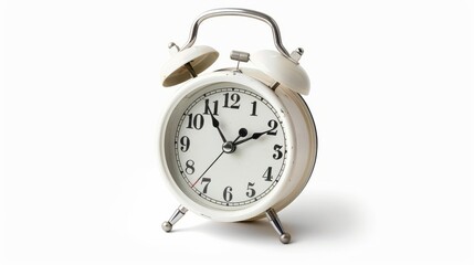 Stylish Alarm Clock Isolated on White Background for Interior Design and Time Management