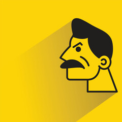 male face avatar with shadow on yellow background