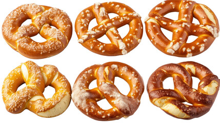 Delightful Assortment of Soft Pretzels Showcased Separately Generative AI