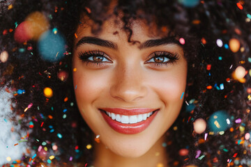 Generative AI image of person celebrating New Year's Christmas by beautifully decorated tree holiday magic advent