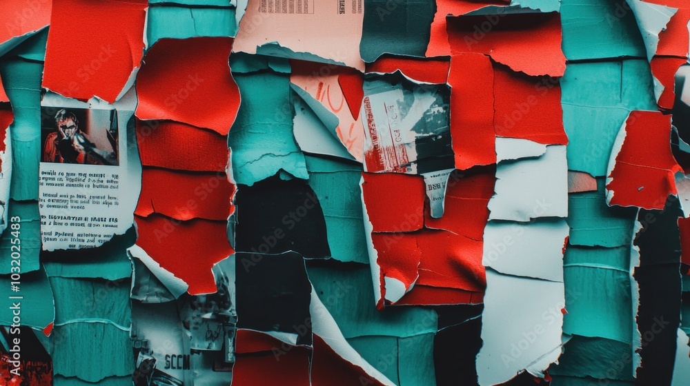 Aufkleber dynamic layers of colorful paper collage reflecting modern art aesthetic and texture with mixed medi