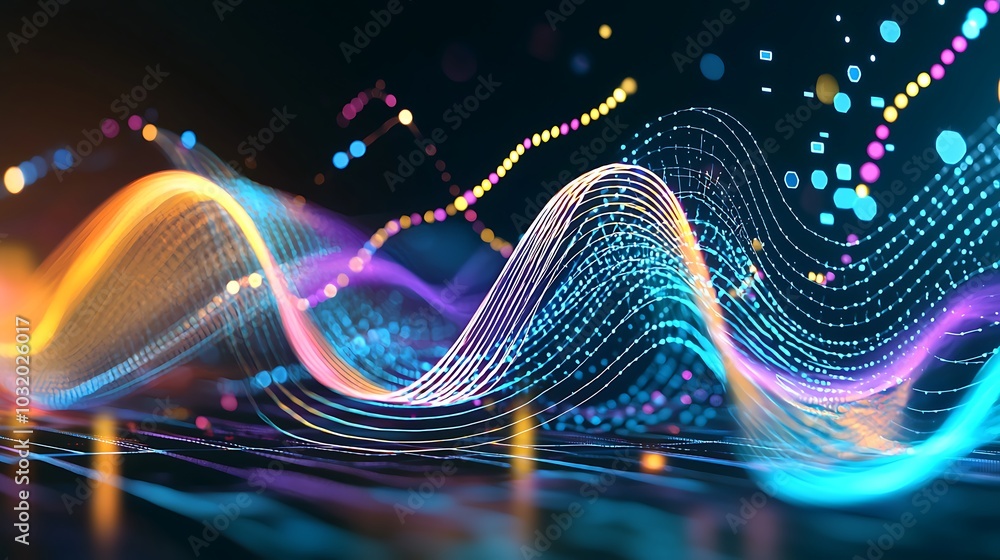 Aufkleber this vibrant abstract image features dynamic waves of light and color, creating a sense of motion an
