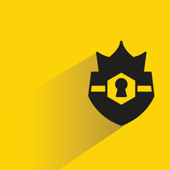 shield badge with shadow on yellow background