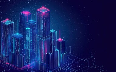 Smart city. Technologically advanced modern concept of future buildings and innovation in self sufficiency. Generative Ai