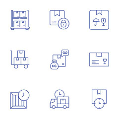 Delivery icons set. Thin Line style, editable stroke. delivery box, delivery time