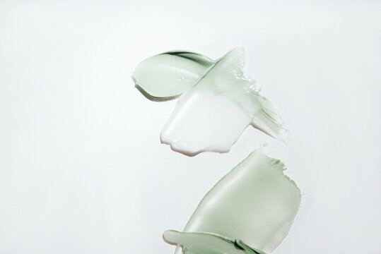 Cosmetic samples texture. Different smears on a white background