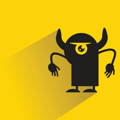 funny monster character with shadow on yellow background
