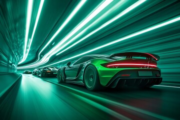 Obraz premium High speed sport car in the motion.