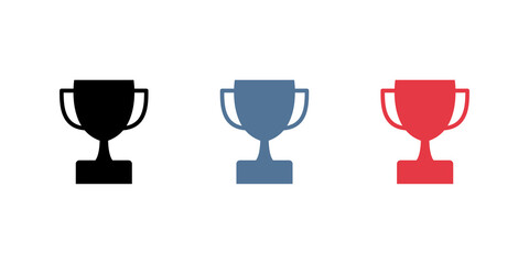 Trophy cup icon set transparent background.