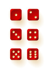 Dice collection. Game dice. Dice in realistic design from one to six. Vector