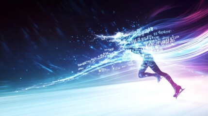 Obraz premium Skaters lighttrail score calculations in dreamy scene capture grace