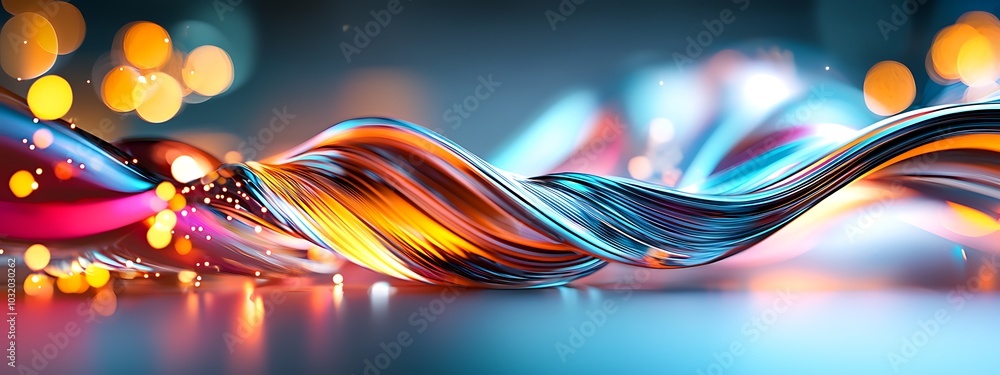 Poster a mesmerizing display of vibrant abstract waves, characterized by smooth flows of color and enchanti