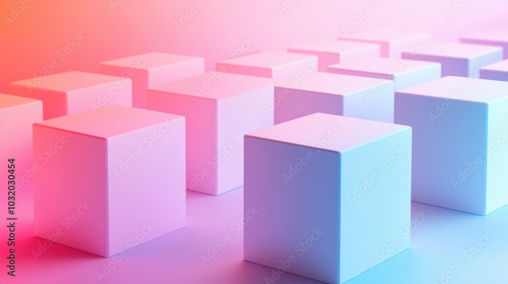 Poster minimalist gradient squares, a series of uniform squares showcasing elegant gradient shading, emphas