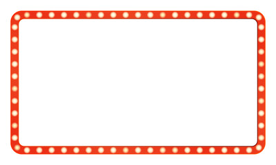 Red Retro Light Frame, Rectangle Decorative Border. Vector Illustration