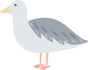 Hand drawn smiling Seagull. Vector doodle cartoon picture for your design.