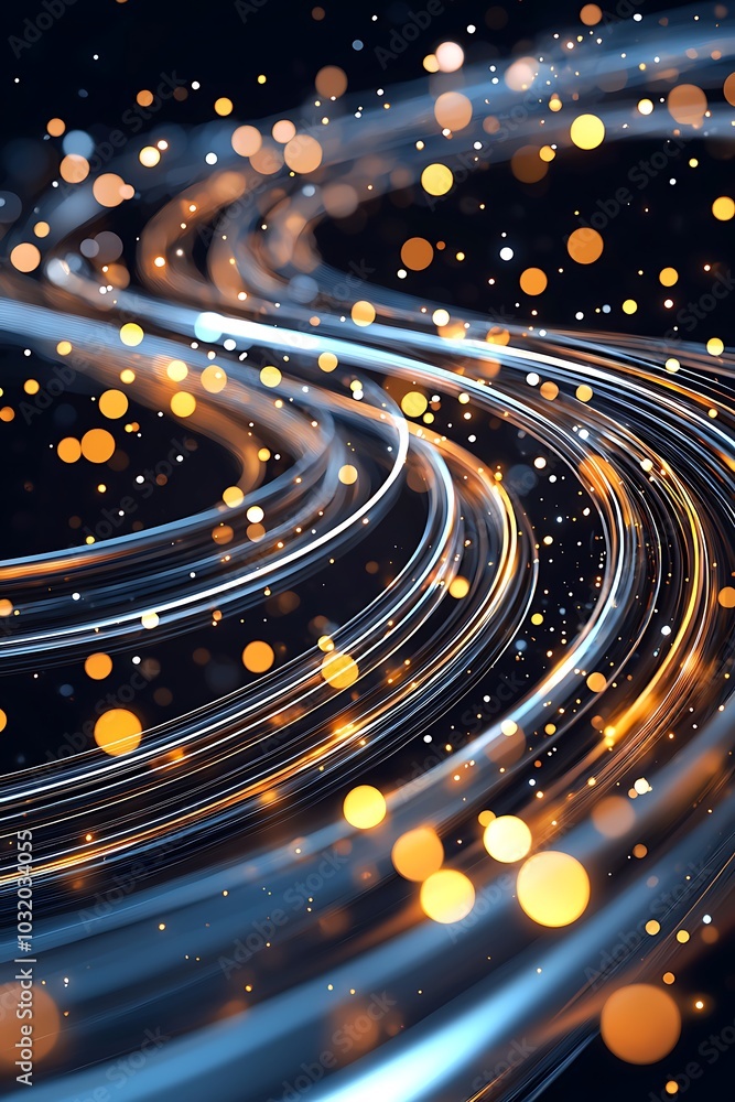 Poster vibrant abstract light trails create a mesmerizing flow of energy, enhanced with glittering bokeh ef