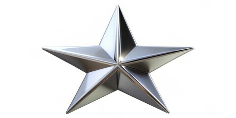 Obraz premium 3D Rendered Shiny Silver Star, 3D model, metallic star, 3D rendering, star shape, silver, shiny