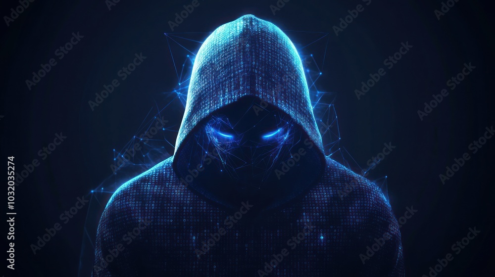 Poster mysterious hacker in digital world