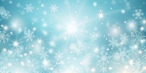 Abstract Winter Background with Snowflakes and Stars, blue, sparkle, winter wonderland