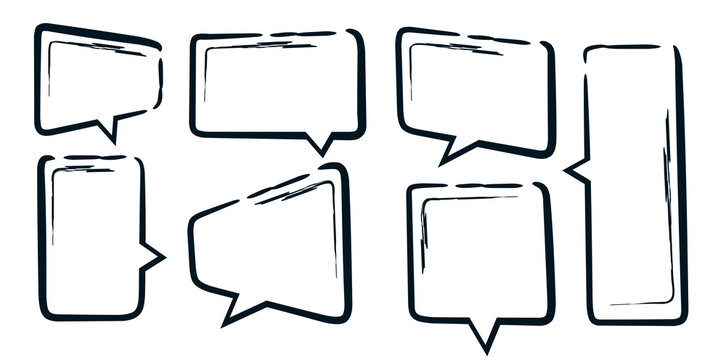Abstract set of speech pencil scetch illustration element